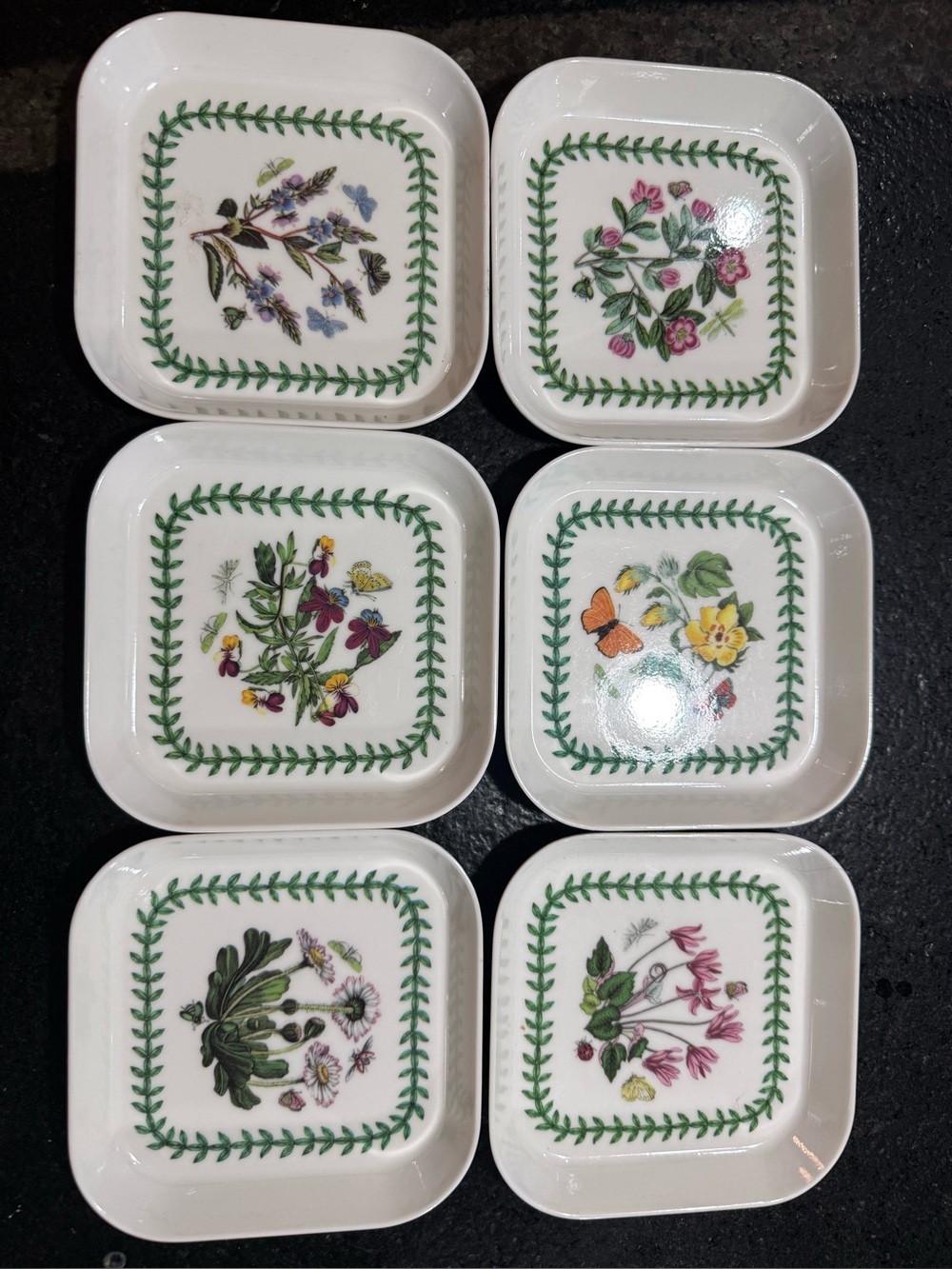 Vintage Portmeirion Susan Williams-Ellis Daisy Melamine Snack Trays Set of 6